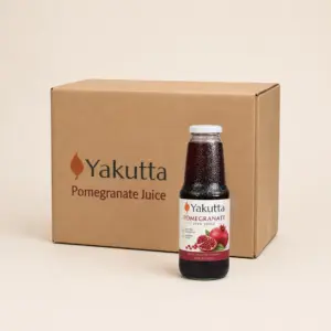 pomegranate juice bottle + box