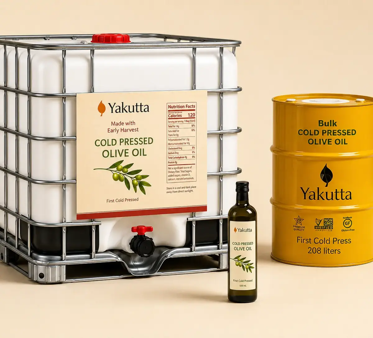 cold pressed olive oil IBC - barrel- bottle