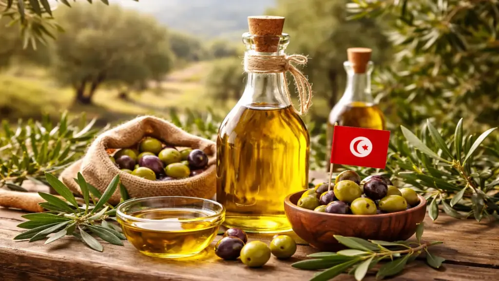 Tunisian olive oil in sunlight