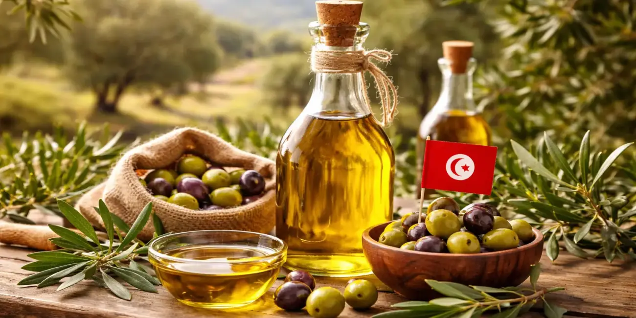 Tunisian olive oil in sunlight