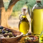 bouteilles d'huile d'olive dans une ferme oléicole