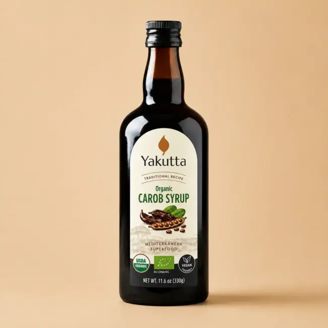 organic carob syrup bottle