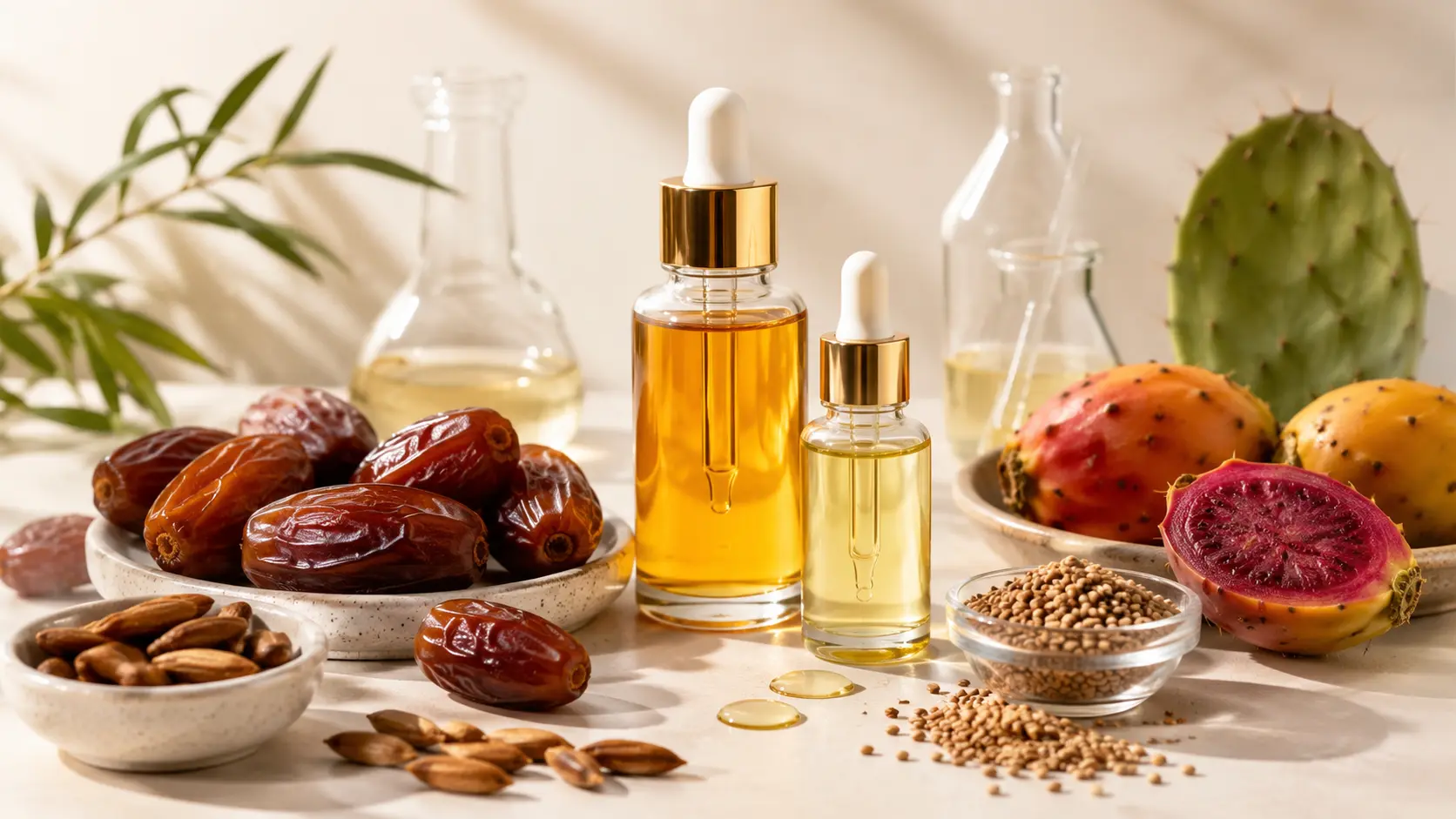 Natural skincare ingredients still life