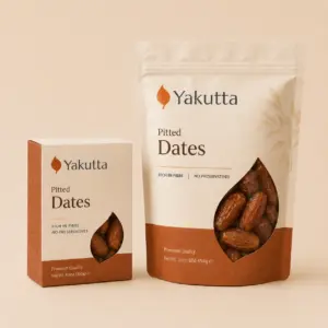 Yakutta's pitted dates in 500g and 250g packaging size